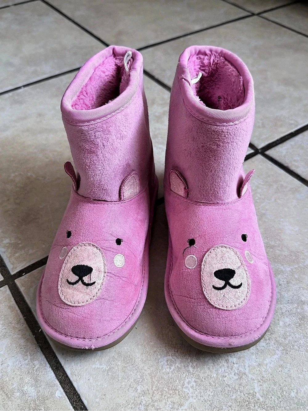Gymboree Embroidered Bear Chalet Boots Girls 13 Pink